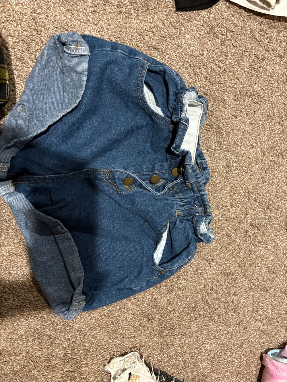 High-Waist Dark Blue Denim Shorts